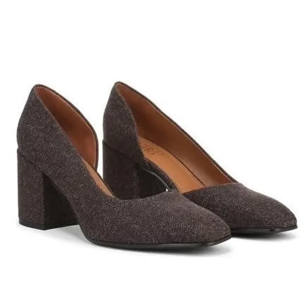 New Franco Sarto Theosha Dark Brown Square Toe Block Heel Pumps Size 7.5